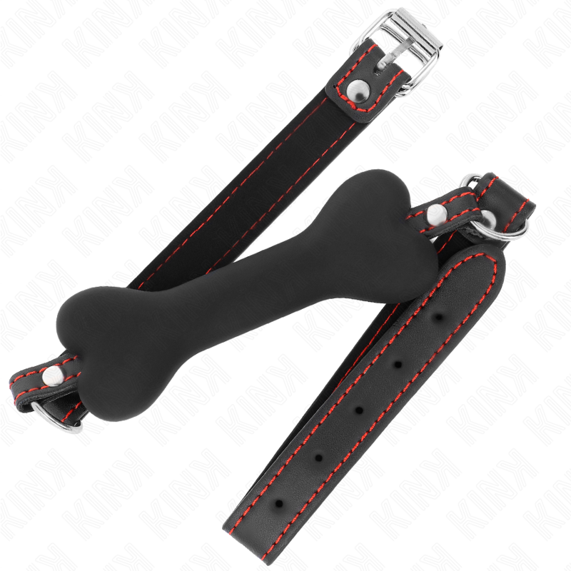 Kink - Osso Nero 12 Cm Bavaglio 63 X 2 Cm - KINK COLLAR & GAG - Ball Gag e Bavagli | erosidea.com