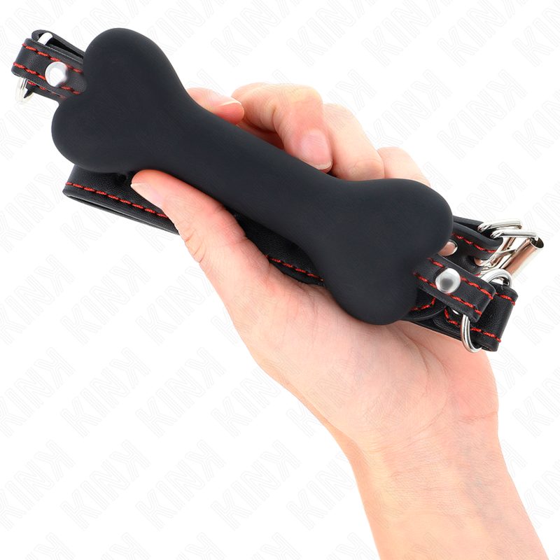 Kink - Osso Nero 12 Cm Bavaglio 63 X 2 Cm - KINK COLLAR & GAG - Ball Gag e Bavagli | erosidea.com