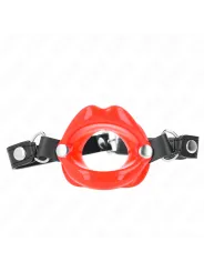 Kink - Bavaglio Lip 8 Cm Con Cinturino In Similpelle Rosso 63 X 2 Cm Regolabile 39-58 Cm - KINK COLLAR & GAG - Ball Gag e Bavagli | erosidea.com