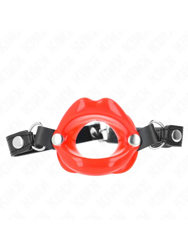 Kink - Bavaglio Lip 8 Cm Con Cinturino In Similpelle Rosso 63 X 2 Cm Regolabile 39-58 Cm - KINK COLLAR & GAG - Ball Gag e Bavagli | erosidea.com