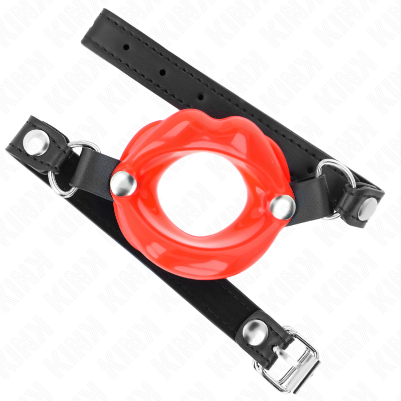 Kink - Bavaglio Lip 8 Cm Con Cinturino In Similpelle Rosso 63 X 2 Cm Regolabile 39-58 Cm - KINK COLLAR & GAG - Ball Gag e Bavagli | erosidea.com