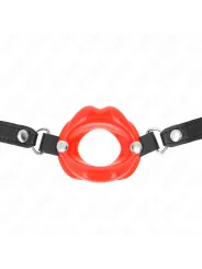 Kink - Bavaglio Lip 8 Cm Con Cinturino In Similpelle Rosso 63 X 2 Cm Regolabile 39-58 Cm - KINK COLLAR & GAG - Ball Gag e Bavagli | erosidea.com
