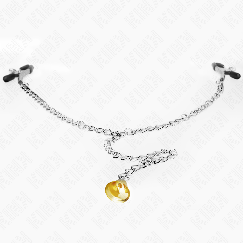 Kink - Pinze Per Capezzoli A Catena Con Pendente In Corno 30 Cm - KINK NIPPLE GRIP - Pinzette Capezzoli | erosidea.com