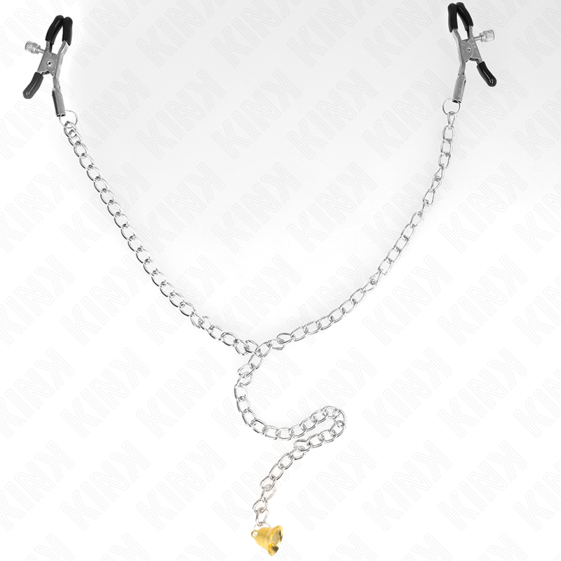 Kink - Pinze Per Capezzoli A Catena Con Pendente In Corno 30 Cm - KINK NIPPLE GRIP - Pinzette Capezzoli | erosidea.com