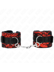 Kink - Polso Corto In Pizzo Di Velluto E Fascia In Nylon Rosso / Nero 23 X 65 Cm - KINK WRIST RESTRAINT - Manette e Polsini | erosidea.com