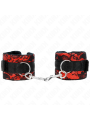 Kink - Polso Corto In Pizzo Di Velluto E Fascia In Nylon Rosso / Nero 23 X 65 Cm - KINK WRIST RESTRAINT - Manette e Polsini | erosidea.com
