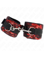 Kink - Polso Corto In Pizzo Di Velluto E Fascia In Nylon Rosso / Nero 23 X 65 Cm - KINK WRIST RESTRAINT - Manette e Polsini | erosidea.com