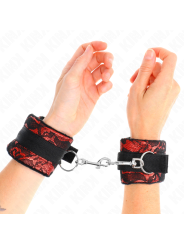 Kink - Polso Corto In Pizzo Di Velluto E Fascia In Nylon Rosso / Nero 23 X 65 Cm - KINK WRIST RESTRAINT - Manette e Polsini | erosidea.com