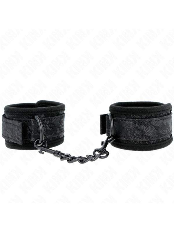 Kink - Polsi Ricoperti Di Pizzo Scuro In Neoprene Regolabile Nero 20-29 Cm X 5 Cm - KINK WRIST RESTRAINT - Manette e Polsini | erosidea.com