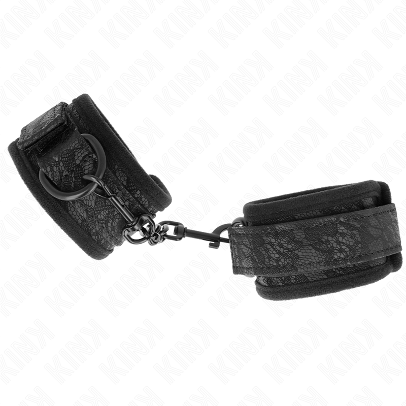 Kink - Polsi Ricoperti Di Pizzo Scuro In Neoprene Regolabile Nero 20-29 Cm X 5 Cm - KINK WRIST RESTRAINT - Manette e Polsini | erosidea.com