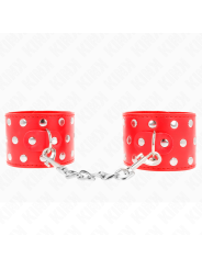 Kink - Resistenza Da Polso Con Chiusura A Scatto Completa Di Rivetti Rosso Regolabile 19-24 Cm X 55 Cm - KINK WRIST RESTRAINT - Manette e Polsini | erosidea.com