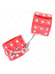 Kink - Resistenza Da Polso Con Chiusura A Scatto Completa Di Rivetti Rosso Regolabile 19-24 Cm X 55 Cm - KINK WRIST RESTRAINT - Manette e Polsini | erosidea.com