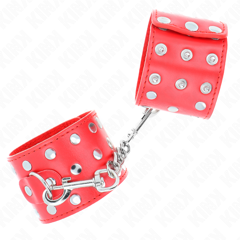 Kink - Resistenza Da Polso Con Chiusura A Scatto Completa Di Rivetti Rosso Regolabile 19-24 Cm X 55 Cm - KINK WRIST RESTRAINT - Manette e Polsini | erosidea.com