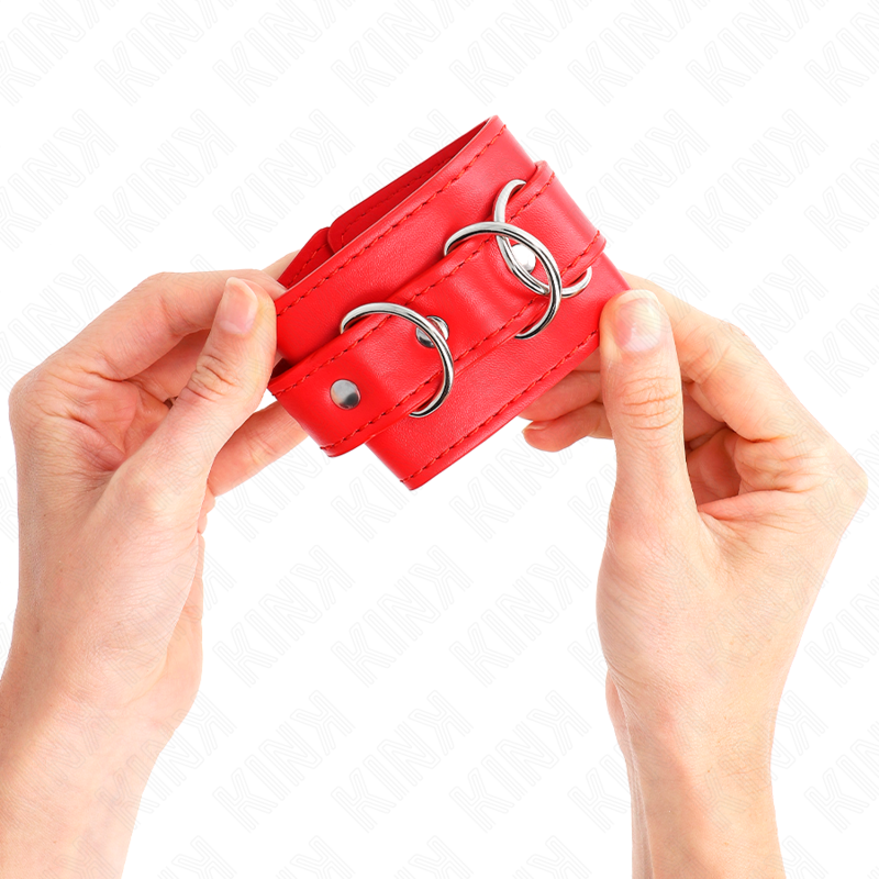 Kink - Resistenza Da Polso Con 3 Anelli A D Regolabile Rosso 175-25 Cm X 6 Cm - KINK WRIST RESTRAINT - Manette e Polsini | erosidea.com