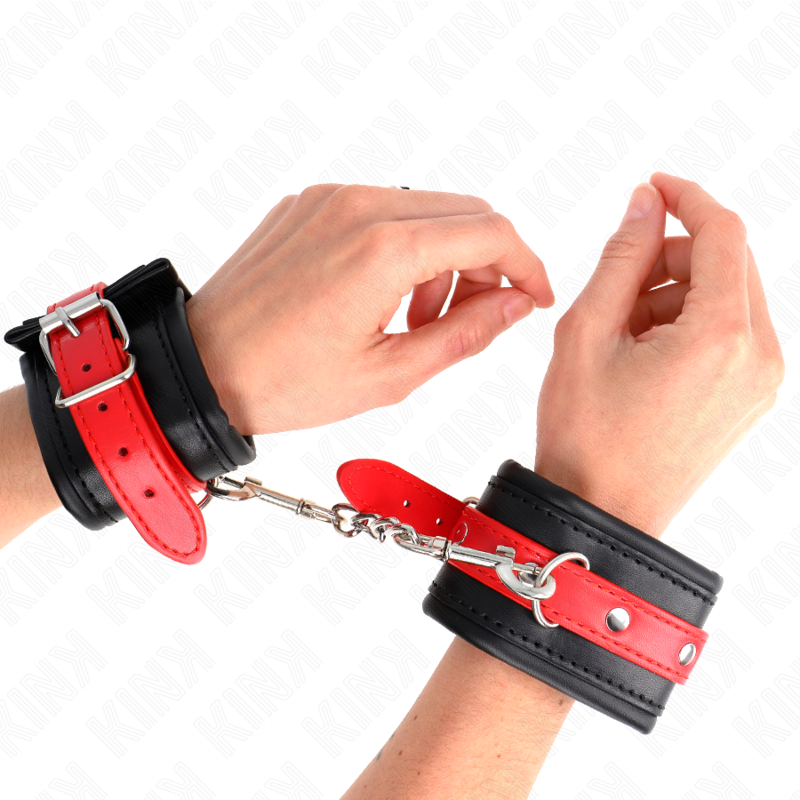 Kink - Resistenza Da Polso Nera Con Cintura Rossa Regolabile 17-28 Cm X 6 Cm - KINK WRIST RESTRAINT - Manette e Polsini | erosidea.com