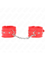 Kink - Poggipolsi Premium Imbottiti In Pelliccia Rossi Con Cintura Rossa Regolabile 17-29 Cm X 6 Cm - KINK WRIST RESTRAINT - Manette e Polsini | erosidea.com