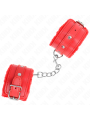Kink - Poggipolsi Premium Imbottiti In Pelliccia Rossi Con Cintura Rossa Regolabile 17-29 Cm X 6 Cm - KINK WRIST RESTRAINT - Manette e Polsini | erosidea.com