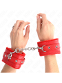 Kink - Poggipolsi Premium Imbottiti In Pelliccia Rossi Con Cintura Rossa Regolabile 17-29 Cm X 6 Cm - KINK WRIST RESTRAINT - Manette e Polsini | erosidea.com