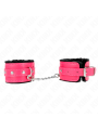 Kink - Poggipolsi Premium Foderati In Pelliccia Neri Con Cintura Rosa Lampone Regolabile 17-29 Cm X 6 Cm - KINK WRIST RESTRAINT - Manette e Polsini | erosidea.com