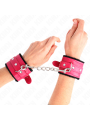 Kink - Poggipolsi Premium Foderati In Pelliccia Neri Con Cintura Rosa Lampone Regolabile 17-29 Cm X 6 Cm - KINK WRIST RESTRAINT - Manette e Polsini | erosidea.com