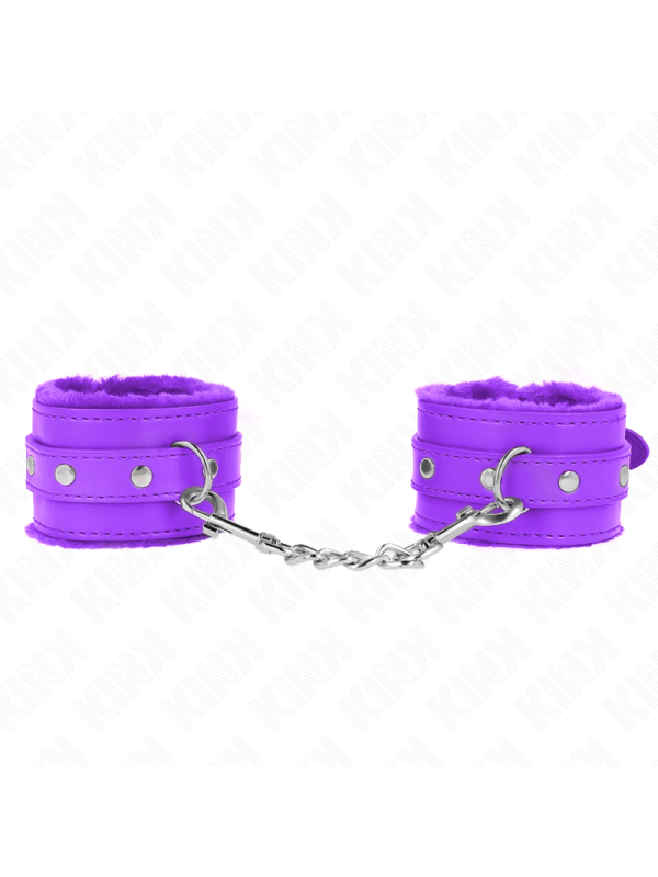Kink - Poggipolsi Premium Imbottiti In Pelliccia Viola Con Cintura Viola Regolabile 17-29 Cm X 6 Cm - KINK WRIST RESTRAINT - Manette e Polsini | erosidea.com