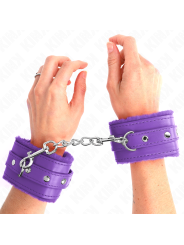 Kink - Poggipolsi Premium Imbottiti In Pelliccia Viola Con Cintura Viola Regolabile 17-29 Cm X 6 Cm - KINK WRIST RESTRAINT - Manette e Polsini | erosidea.com