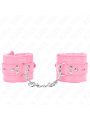 Kink - Polsini Imbottiti In Pelliccia Con Fori Quadri Rosa E Cintura Rosa Regolabile 17-29 Cm X 6 Cm - KINK WRIST RESTRAINT - Manette e Polsini | erosidea.com
