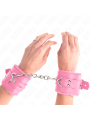 Kink - Polsini Imbottiti In Pelliccia Con Fori Quadri Rosa E Cintura Rosa Regolabile 17-29 Cm X 6 Cm - KINK WRIST RESTRAINT - Manette e Polsini | erosidea.com