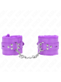 Kink - Polsini Imbottiti In Pelliccia Con Fori Quadri Viola E Cintura Viola Regolabile 17-29 Cm X 6 Cm - KINK WRIST RESTRAINT - Manette e Polsini | erosidea.com