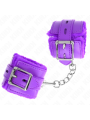 Kink - Polsini Imbottiti In Pelliccia Con Fori Quadri Viola E Cintura Viola Regolabile 17-29 Cm X 6 Cm - KINK WRIST RESTRAINT - Manette e Polsini | erosidea.com