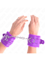 Kink - Polsini Imbottiti In Pelliccia Con Fori Quadri Viola E Cintura Viola Regolabile 17-29 Cm X 6 Cm - KINK WRIST RESTRAINT - Manette e Polsini | erosidea.com