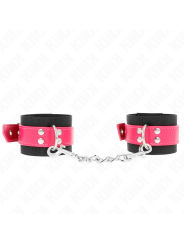Kink - Resistenza Da Polso In Nylon Nero Con Cintura In Similpelle Rosa Lampone Regolabile 19-29 Cm X 51 Cm - KINK WRIST RESTRAINT - Manette e Polsini | erosidea.com