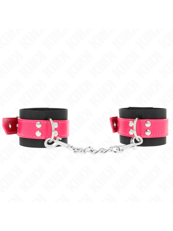 Kink - Resistenza Da Polso In Nylon Nero Con Cintura In Similpelle Rosa Lampone Regolabile 19-29 Cm X 51 Cm - KINK WRIST RESTRAINT - Manette e Polsini | erosidea.com