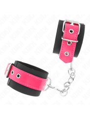 Kink - Resistenza Da Polso In Nylon Nero Con Cintura In Similpelle Rosa Lampone Regolabile 19-29 Cm X 51 Cm - KINK WRIST RESTRAINT - Manette e Polsini | erosidea.com