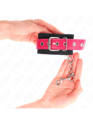 Kink - Resistenza Da Polso In Nylon Nero Con Cintura In Similpelle Rosa Lampone Regolabile 19-29 Cm X 51 Cm - KINK WRIST RESTRAINT - Manette e Polsini | erosidea.com