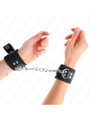 Kink - Resistenza Da Polso In Nylon Nero Con Cintura In Pelle Nera Regolabile 19-29 Cm X 51 Cm - KINK WRIST RESTRAINT - Manette e Polsini | erosidea.com