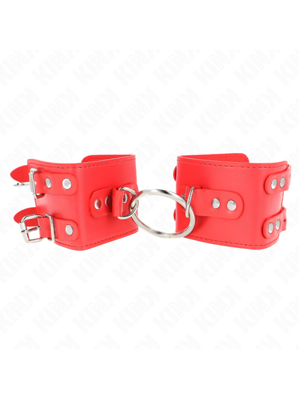Kink - Polso Fisso Con Anello E Borchie Regolabile Rosso 17-22 Cm X 65 Cm - KINK WRIST RESTRAINT - Manette e Polsini | erosidea.com