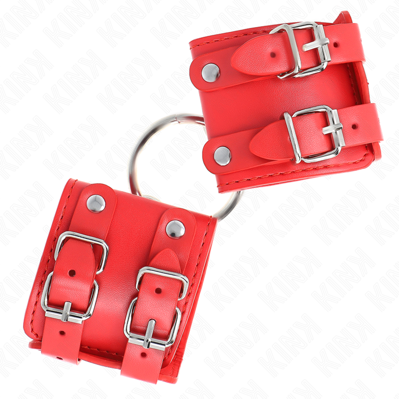 Kink - Polso Fisso Con Anello E Borchie Regolabile Rosso 17-22 Cm X 65 Cm - KINK WRIST RESTRAINT - Manette e Polsini | erosidea.com