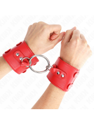 Kink - Polso Fisso Con Anello E Borchie Regolabile Rosso 17-22 Cm X 65 Cm - KINK WRIST RESTRAINT - Manette e Polsini | erosidea.com