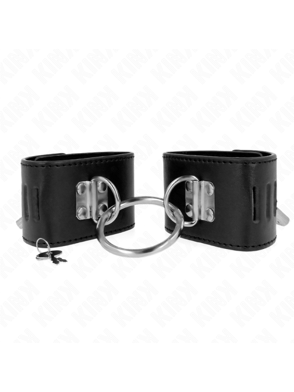 Kink - Polso Fisso Con Chiusura Ad Anello E Lucchetto Nero Regolabile 16-23 Cm X 55 Cm - KINK WRIST RESTRAINT - Manette e Polsini | erosidea.com
