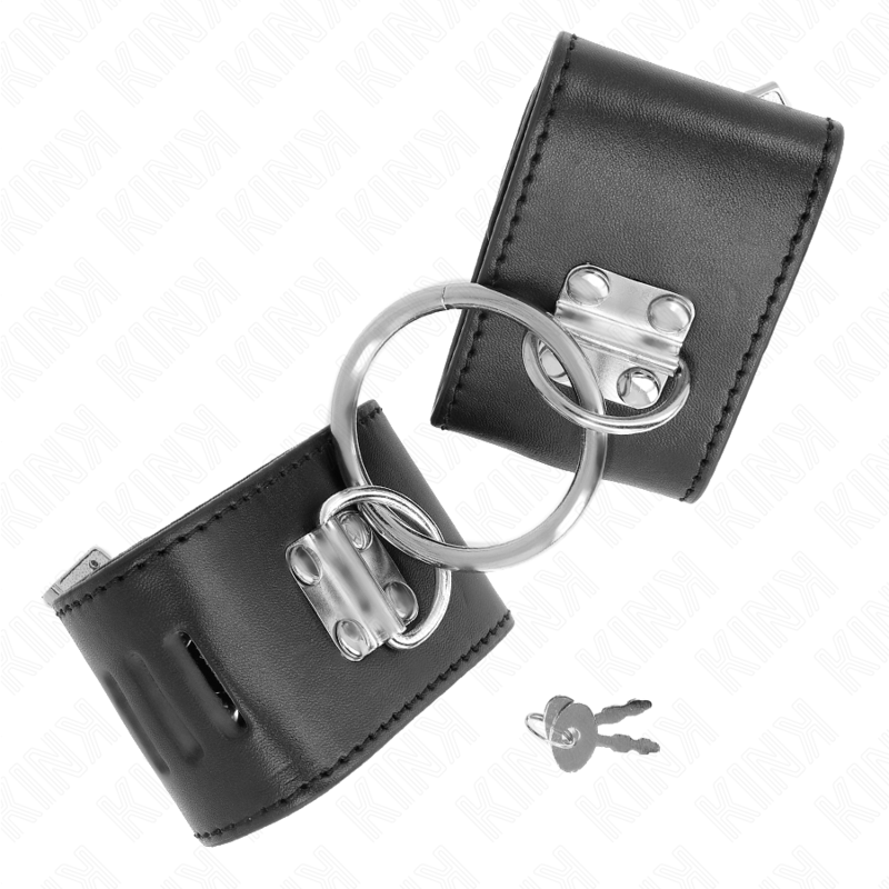 Kink - Polso Fisso Con Chiusura Ad Anello E Lucchetto Nero Regolabile 16-23 Cm X 55 Cm - KINK WRIST RESTRAINT - Manette e Polsini | erosidea.com