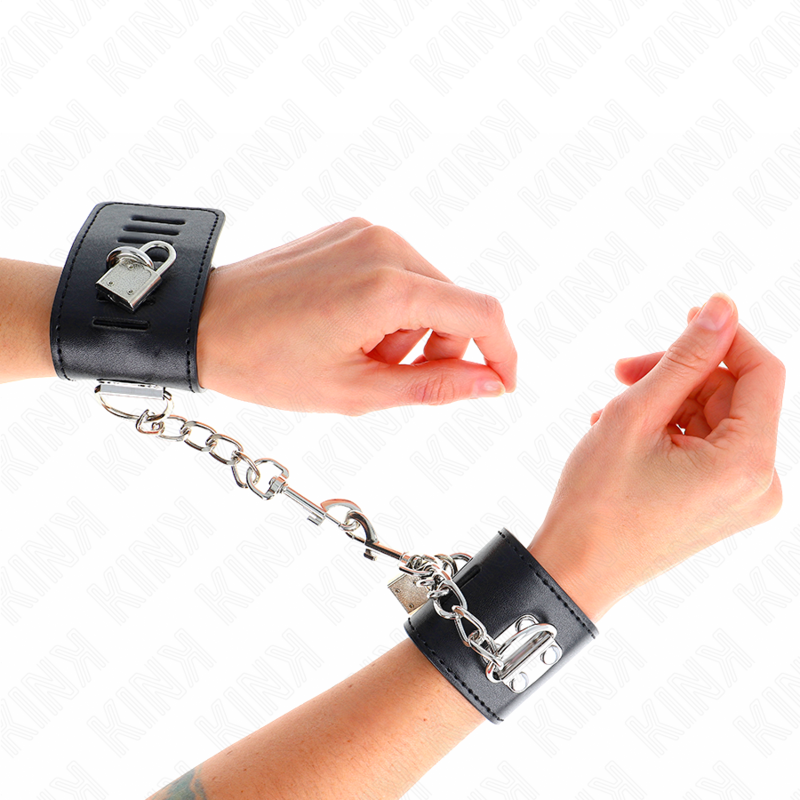 Kink - Resistenza Da Polso Con Chiusura A Lucchetto Nero Regolabile 16-23 Cm X 55 Cm - KINK WRIST RESTRAINT - Manette e Polsini | erosidea.com