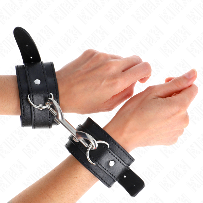 Kink - Potenziale Da Polso Fila Di Rivetti Singola Nera Regolabile 17-28 Cm X 5 Cm - KINK WRIST RESTRAINT - Manette e Polsini | erosidea.com