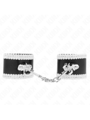 Kink - Polso Nero Con Pizzo Decorato Bianco Regolabile 20-23 Cm X 55 Cm - KINK WRIST RESTRAINT - Manette e Polsini | erosidea.com