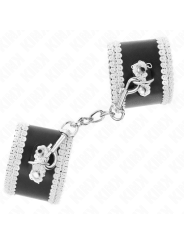 Kink - Polso Nero Con Pizzo Decorato Bianco Regolabile 20-23 Cm X 55 Cm - KINK WRIST RESTRAINT - Manette e Polsini | erosidea.com