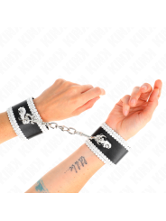Kink - Polso Nero Con Pizzo Decorato Bianco Regolabile 20-23 Cm X 55 Cm - KINK WRIST RESTRAINT - Manette e Polsini | erosidea.com