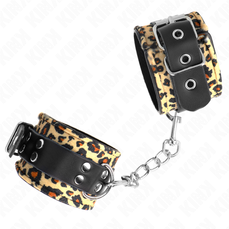 Kink - Poggiapolso In Vera Pelle Leopardata Regolabile 18-29 Cm X 55 Cm - KINK WRIST RESTRAINT - Manette e Polsini | erosidea.com