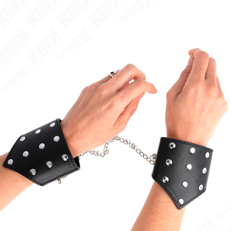 Kink - Bracciali Stile Punto Nero Con Catena Regolabile 17-23 Cm X 85 Cm - KINK WRIST RESTRAINT - Bondage | erosidea.com