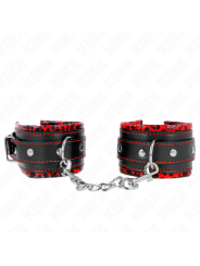 Kink - Poggipolsi Imbottiti In Pelliccia Rosso/Nero Regolabile 17-29 Cm X 6 Cm - KINK WRIST RESTRAINT - Manette e Polsini | erosidea.com