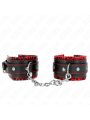 Kink - Poggipolsi Imbottiti In Pelliccia Rosso/Nero Regolabile 17-29 Cm X 6 Cm - KINK WRIST RESTRAINT - Manette e Polsini | erosidea.com